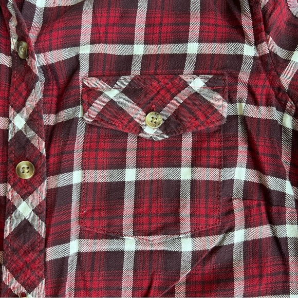 Eddie Bauer Burgundy Classic Fit Plaid Long Sleeve Button Up Shirt, Size Small - Picture 3 of 11